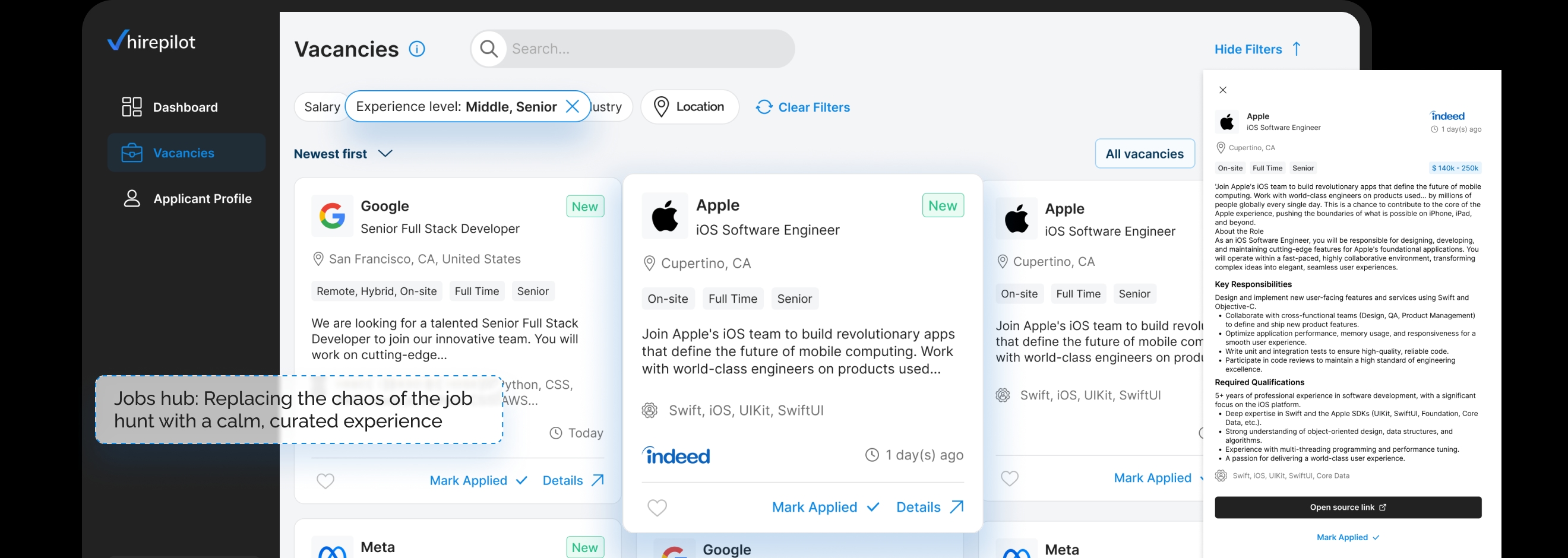 Jobs hub: Replacing the chaos of the job hunt with a calm, curated experience