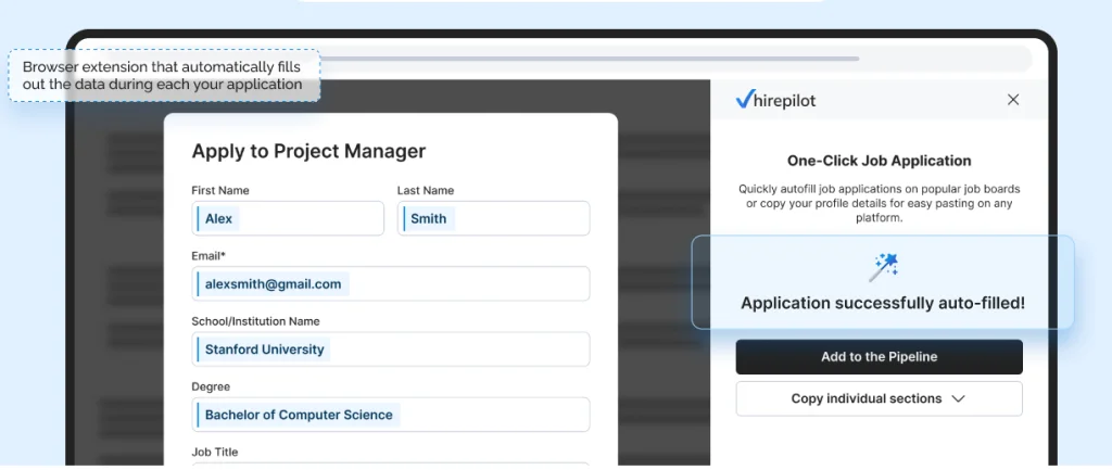 ATS keywords applied during job applications using automated resume and form filling tools