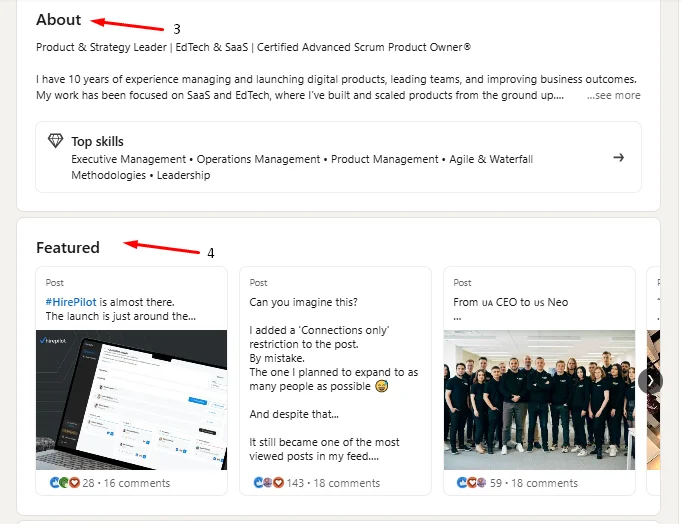 How to find a good job - strong LinkedIn about section and featured projects.