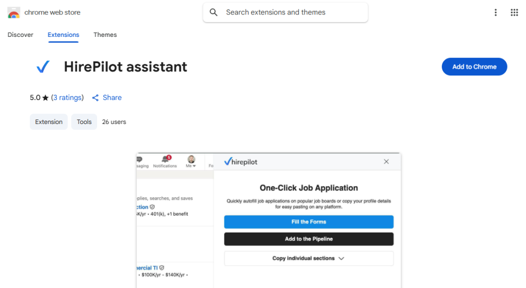 HirePilot browser extension – auto-fill job application forms